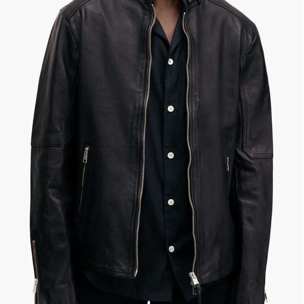 AllSaints COBA Leather Jacket – Jet Black – Size L – NWT
 Black Leather Jacket